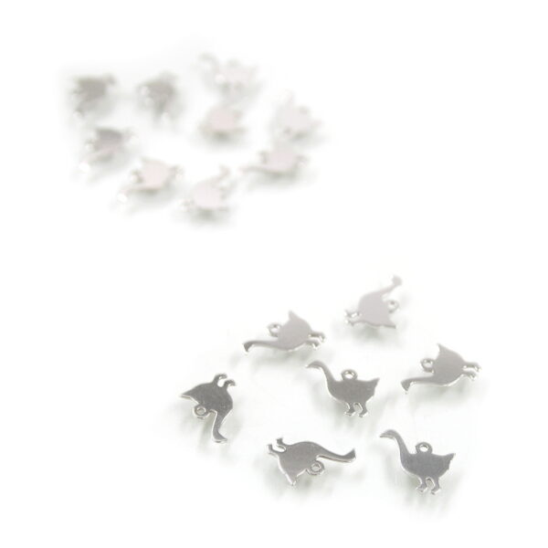 Sterling Silver lasered pendant Goose shape size 10mm [10pcs Bags] – Rhodium Color