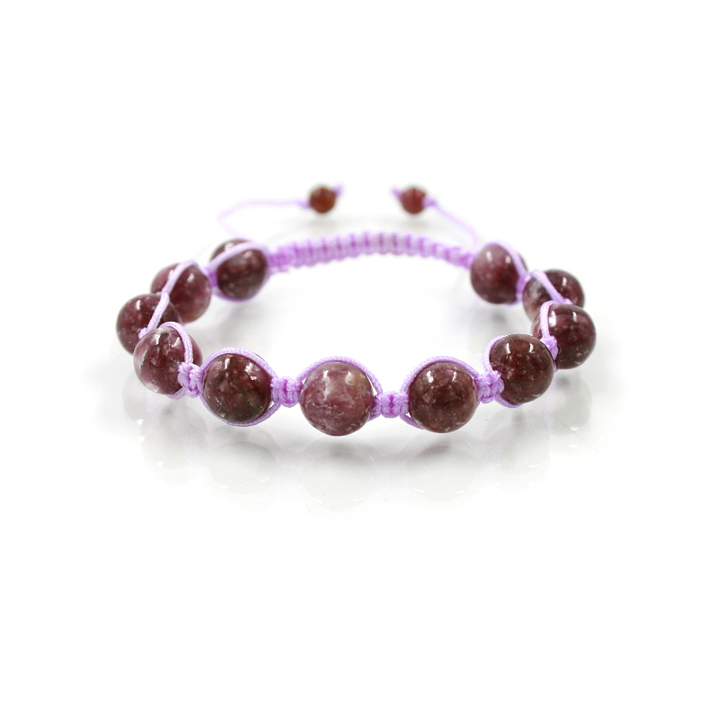 Bracciale a strozzo di lepidolite sfera 10mm