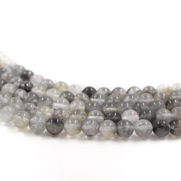 Grey, Cloudy, Quartz strands round beads 3mm to 20mm