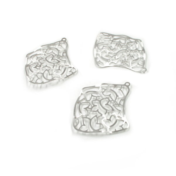 Sterling Silver pendant frosted drilled – Rhodium Color