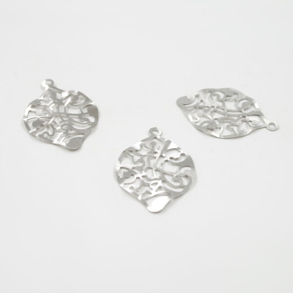 Sterling Silver pendant lemon shape frosted drilled – Rhodium Color