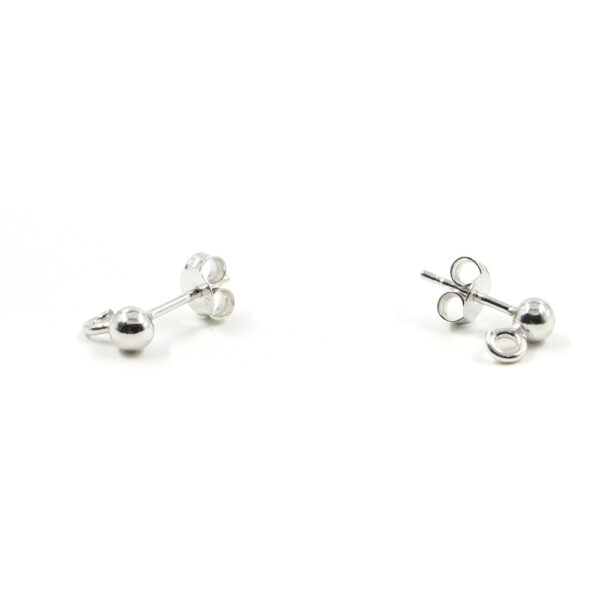 Orecchini argento a pressione con pallino 4mm &ndash; Rodiato