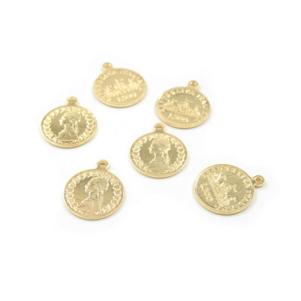 Argento 925‰ ciondolo moneta 17mm – Dorato