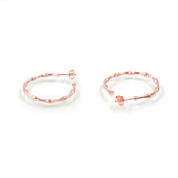 Sterling Silver pair of earrings ring shape size 33mm – Rose Color