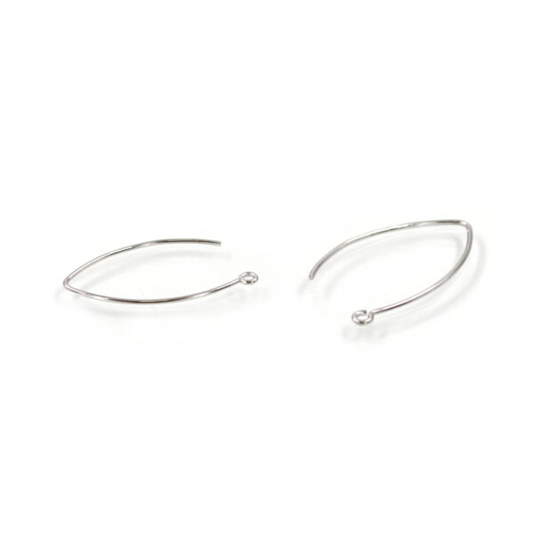 Sterling Silver earrings fishhook shape with hook size 32x18mm – Rhodium Color
