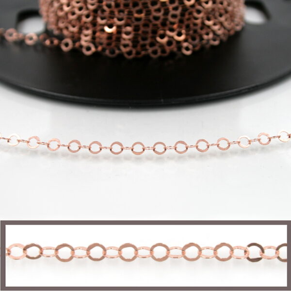 Sterling Silver flat ring shape chain diameter 3,5mm – Rose Color