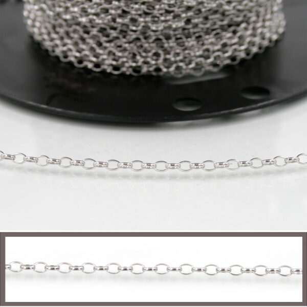 Sterling Silver chain ellipse shape size 4x2,8mm – Rhodium Color