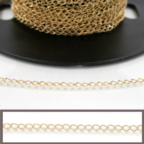 Sterling Silver chain rhombus shape size 5x3mm – Golden Color