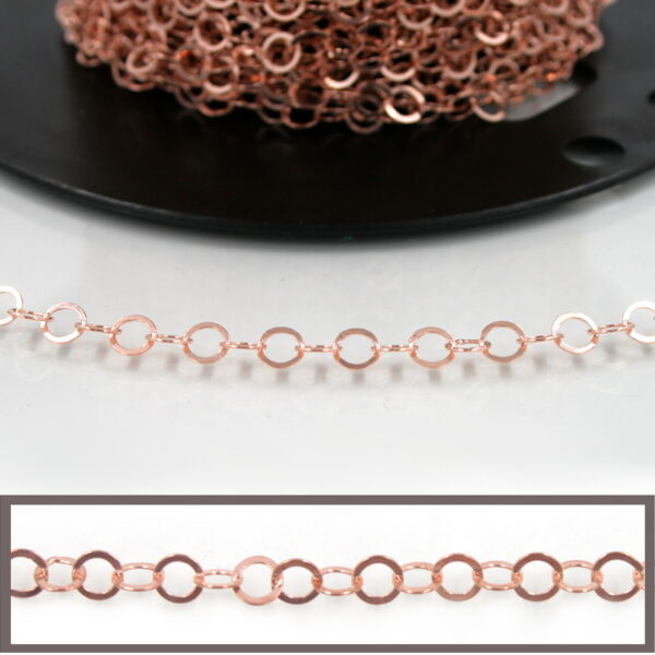 Sterling Silver flat ring shape chain diameter 6mm – Rose Color