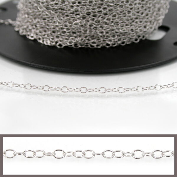 Sterling Silver forzatina chain oval shape size 3,8x2,8mm – Rhodium Color