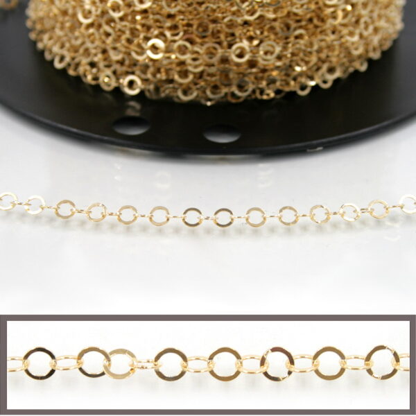 Sterling Silver flat ring shape chain diameter 4mm – Golden Color