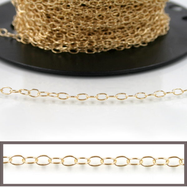 Sterling Silver oval chain size 5x3,5mm – Golden Color