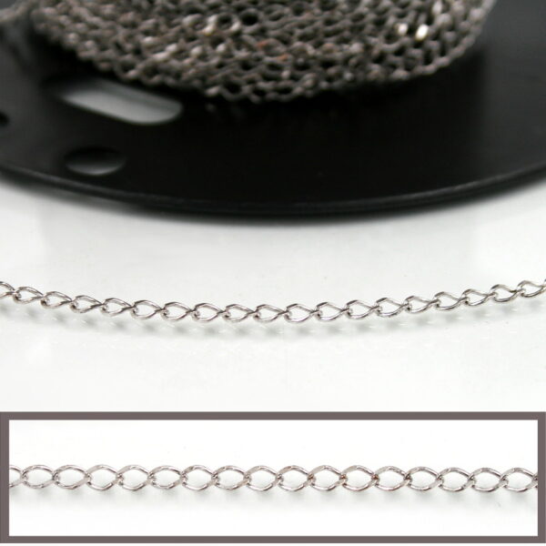 Sterling Silver chain rhombus shape size 5x3mm – Rhodium Color