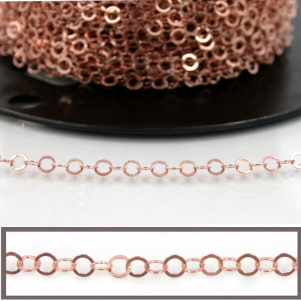 Sterling Silver flat ring shape chain diameter 4mm – Rose Color