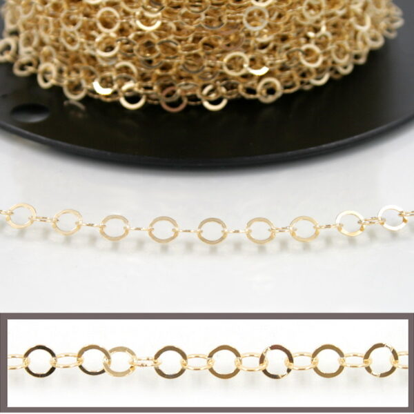 Sterling Silver flat ring shape chain diameter 6mm – Golden Color