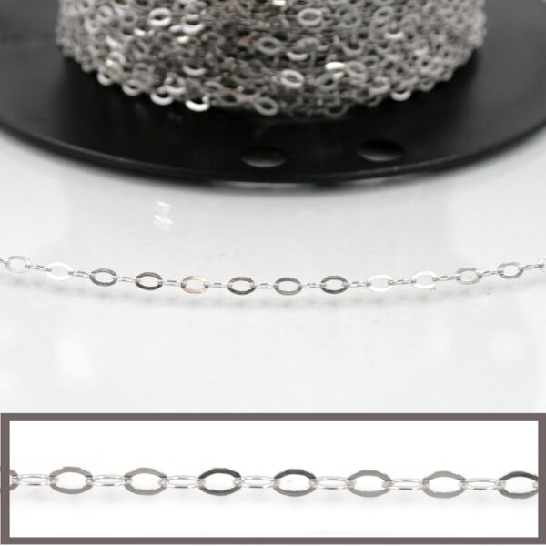 Sterling Silver flat oval chain size 4,5x2,5mm – Rhodium Color