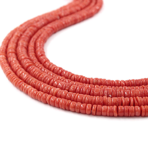 Mediterranean similnetto Coral strands irregular washer shape even and gradation