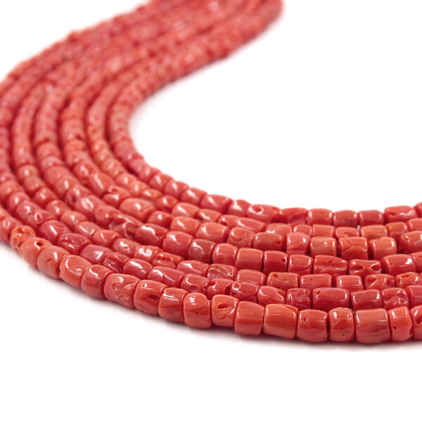 Mediterranean Coral strands barrel shape size ~5mm, ~6mm