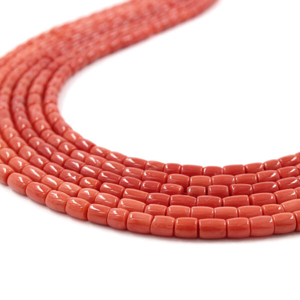 Mediterranean Coral strands barrel shape size ~4mm, ~5mm