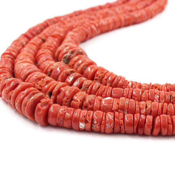 Mediterranean Coral strands gradation irregular washer shape from ~7x5mm to ~16x5mm