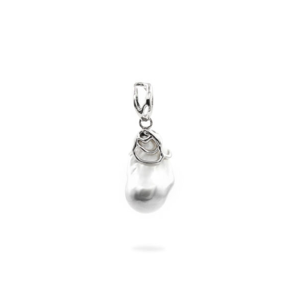 Pendente in argento 925‰ con perla barocca d'acqua dolce – Platinato