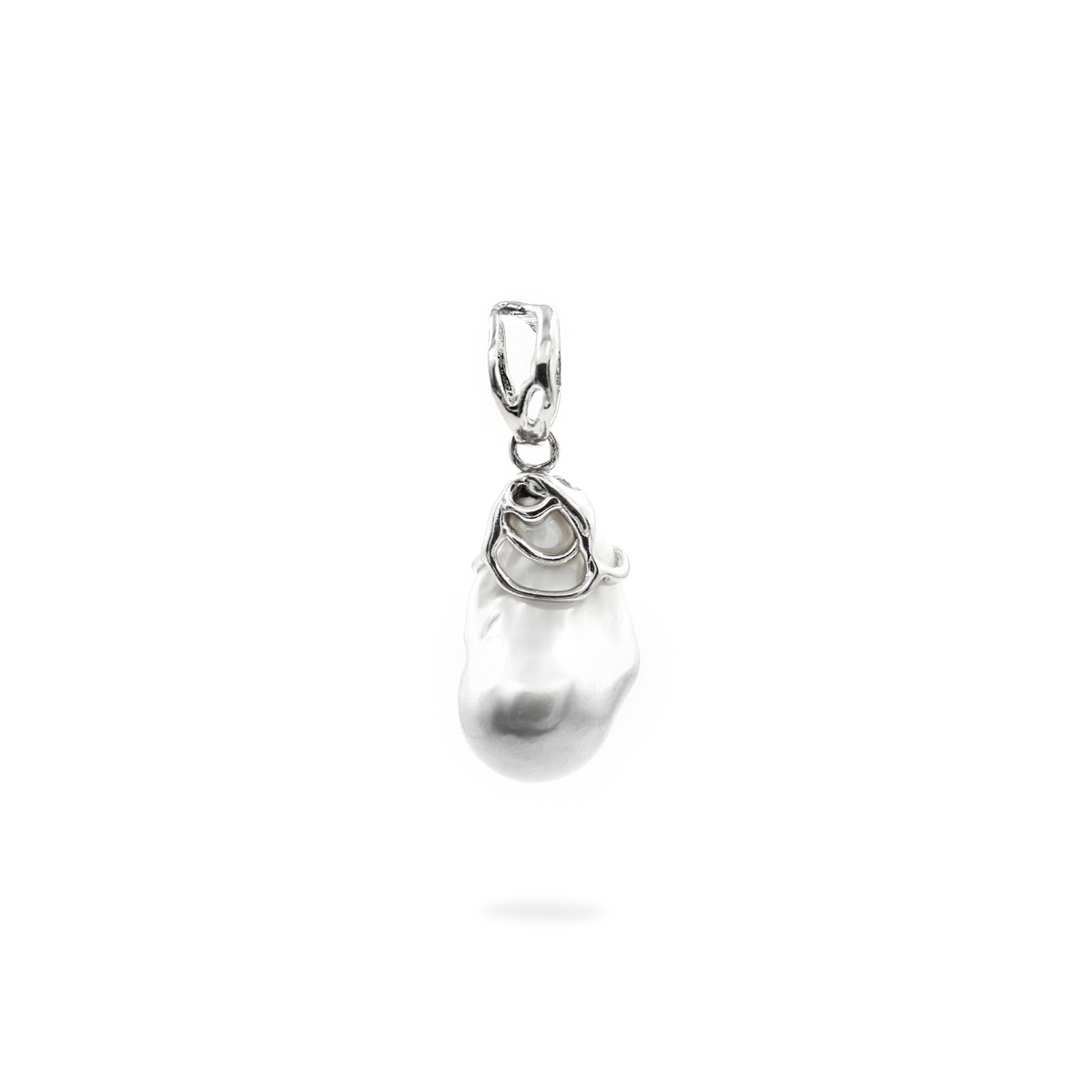 Pendente in argento 925‰ con perla barocca d'acqua dolce – Platinato
