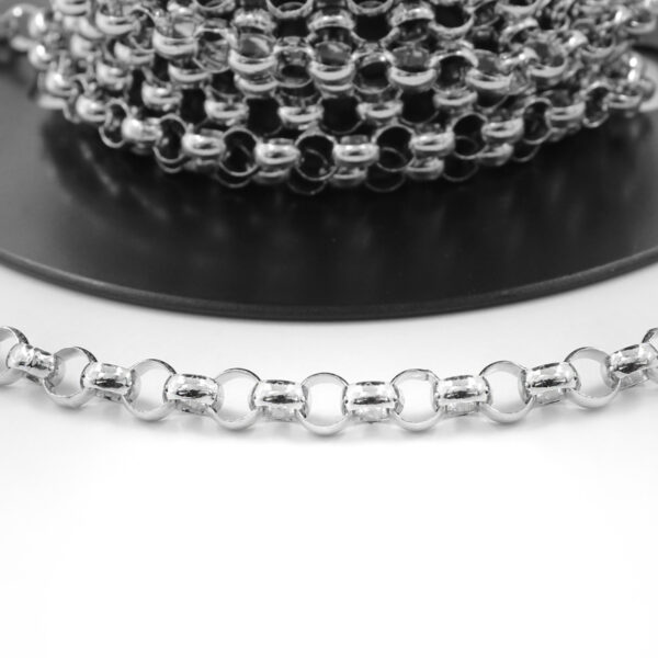 Sterling Silver rolo' chain diameter ring 6,00mm – Rhodium Color
