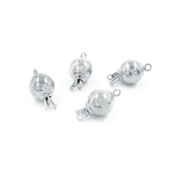 Sterling Silver Clasp sphere shape size 12mm Rhodium Color