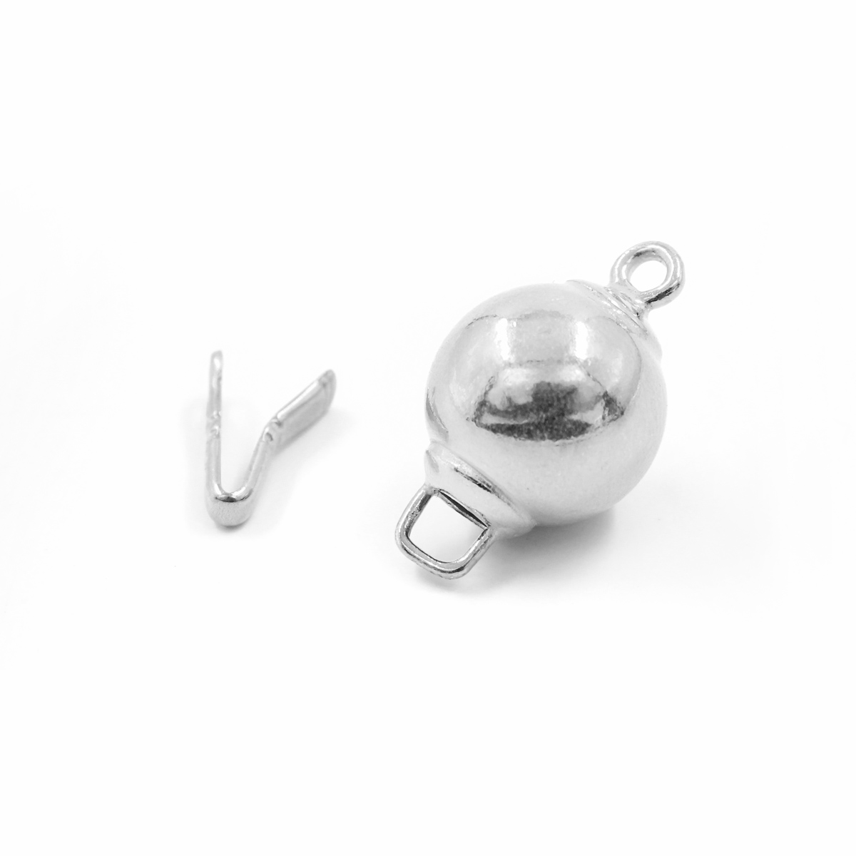 Sterling Silver Clasp sphere shape size 12mm Rhodium Color - Image 2