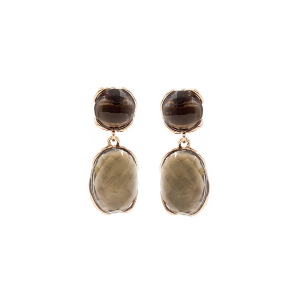 Sterling Silver earrings with faceted smoky quartz - Rose Color