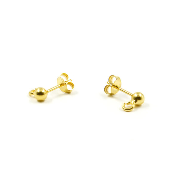 Orecchini argento a pressione con pallino 4mm &ndash; Dorato