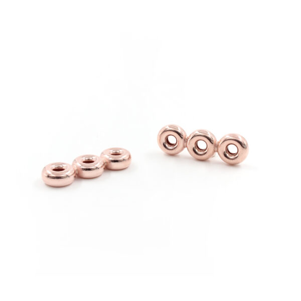 Sterling Silver three elements spacer for bracelet donuts shape size from 5mm to 10mm – Rose Color