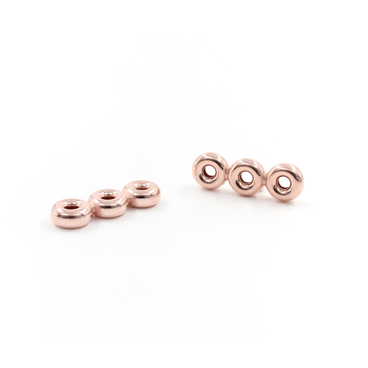 Argento 925 separatore a tre elementi ciambella da 5mm a 10mm – Rosato