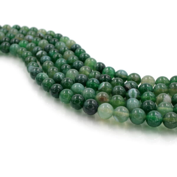 Green Striated Agate strands round beads 6mm to 18mm