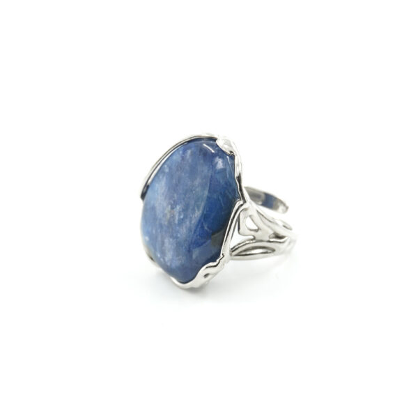 Sterling Silver ring with kyanite cabochon - Rhodium Color