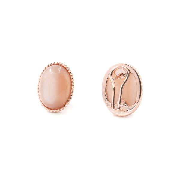 Sterling silver pair of earrings with moonstone cabochon – Rose Color