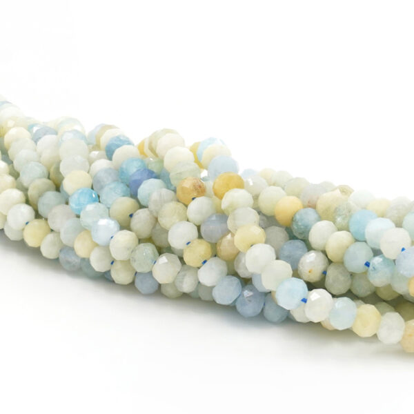 Aquamarine strands faceted washer shape size 6x4mm