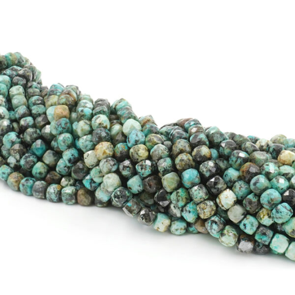 African Turquoise jasper strands faceted cube shape size 5mm
