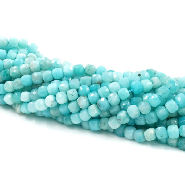 Amazonite strands faceted cube shape size 5mm