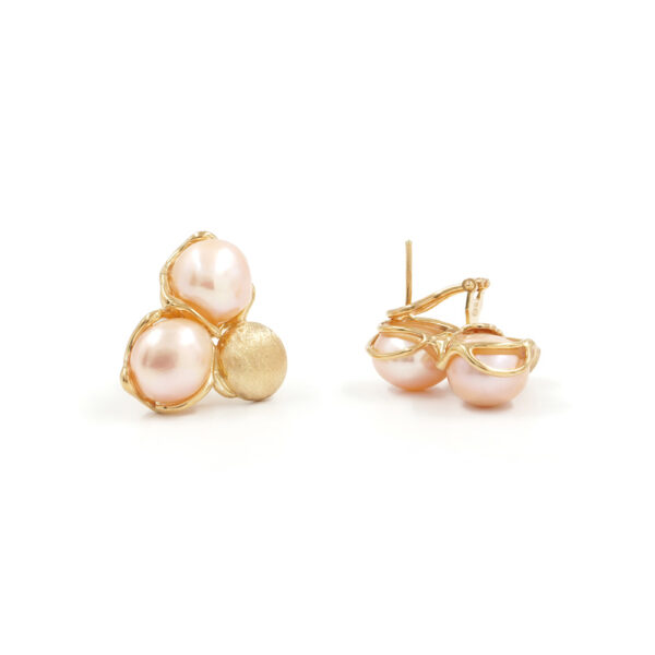 Sterling silver earrings with pink and wisteria color pearls – Golden Color