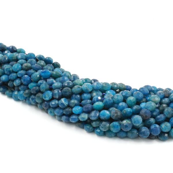 Apatite strands faceted coin shape size 8mm