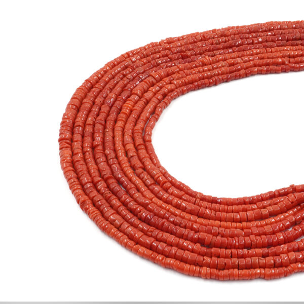 Mediterranean Coral strands irregular washer shape size ~3x2mm, ~7x3mm