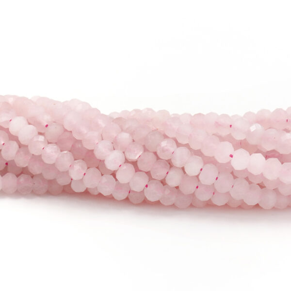 Quarzo rosa fili rondelle sfaccettate 6x4mm