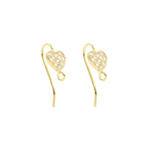 Orecchini argento cuore con zirconi – Dorato