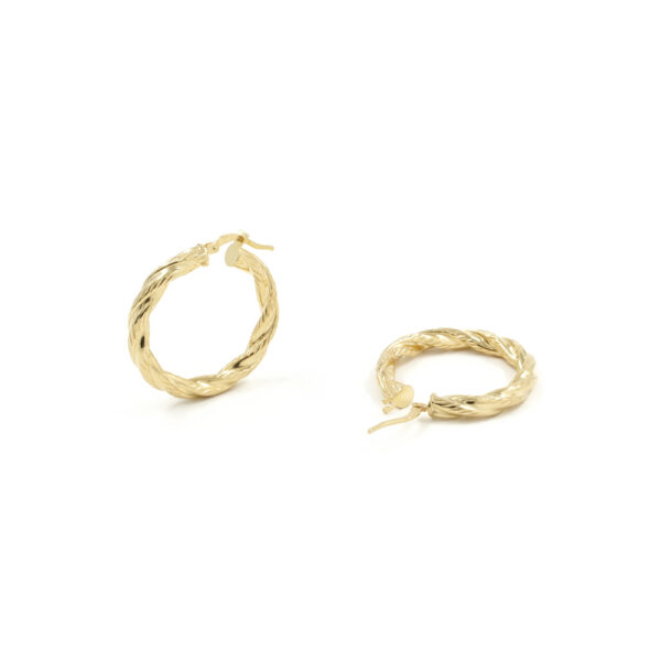 Sterling Silver earrings spiral ring shape size 28mm – Golden Color