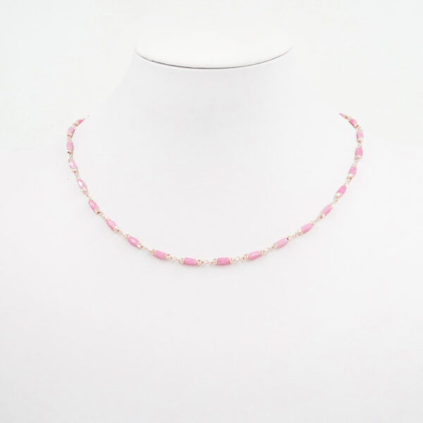 Collana in argento 925‰ con pietre di colore fucsia – Rosato