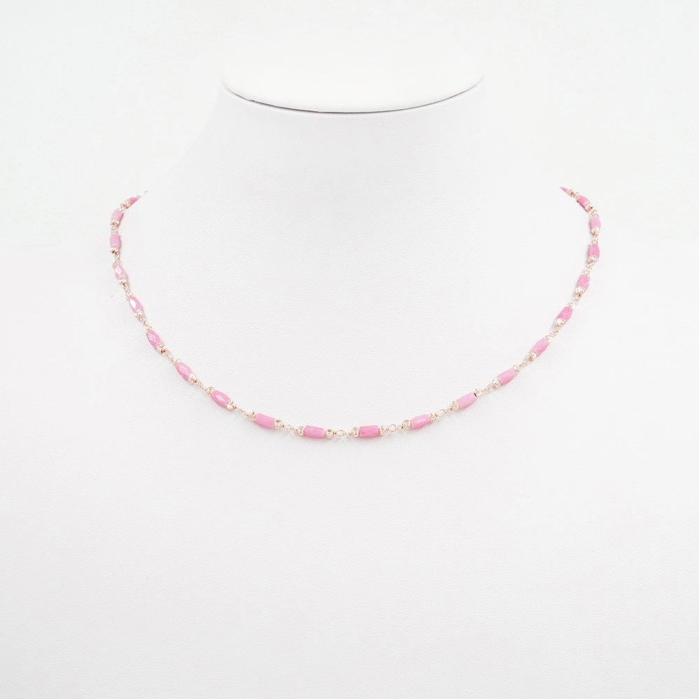 Collana in argento 925‰ con pietre di colore fucsia – Rosato