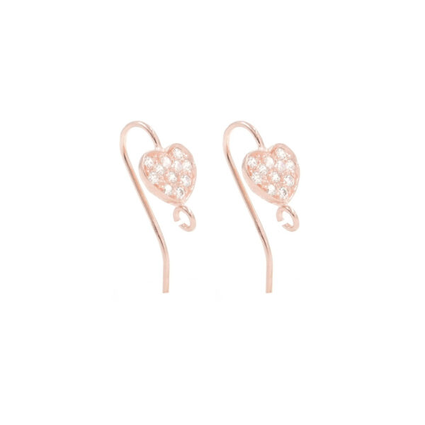 Sterling silver earrings heart shape with zircons – Rose Color