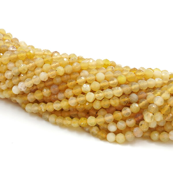 Yellow opal strands faceted round shape size 4mm