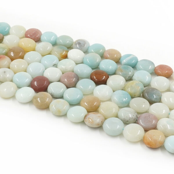 Amazonite strands coin shape size 12mm – Multicolor